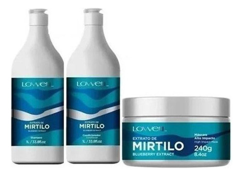 Condicionador Lowell Extrato de mirtilo Shampoo + Condicionador + Máscara 240g de sem en máscara de 2240mL de 2240g