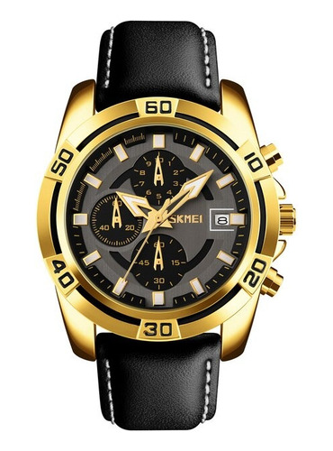 Reloj Skmei 9156 Hombre Elegante Cronometro Sumergible Gold