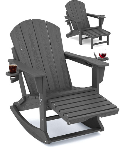 Kingyes Plegable Adirondack Mecedora Con Otomanos Retráctile