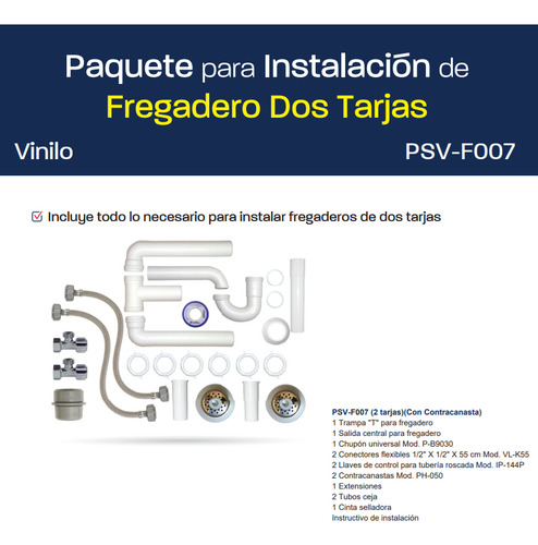 Kit De Instalación Para Fregadero(2 Tarjas) Coflex Psv-f007