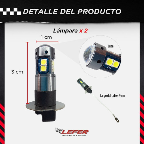 Imagen 4 de 10 de Lampara H3 10 Led Lupa Autos Faro Blanco 12v Alto Brillo