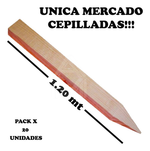 Estacas Unicas De Madera Cepilladas 1.00mt X20u Rosa Claro