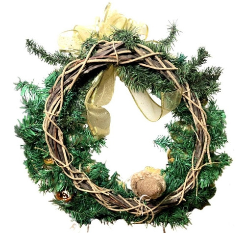 Enfeite Guirlanda Artesanal G De Natal Luxo Duende Dourada