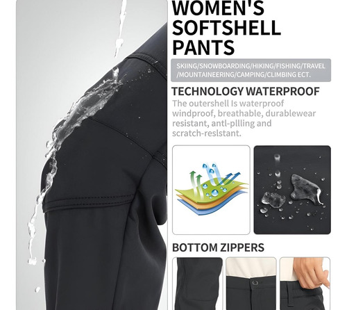 Pantalon Softshell Mujer Termico Impermeable Para Nieve