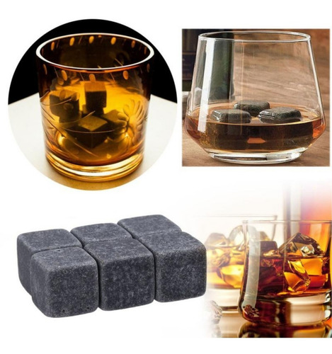 Imagen 4 de 4 de Hielos Para Whisky Soapstone Cubos Piedras Rocas 6 Unidades