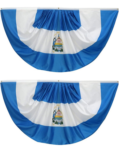 Banderines Plisados ??con Bandera De Abanico De El Salvador 