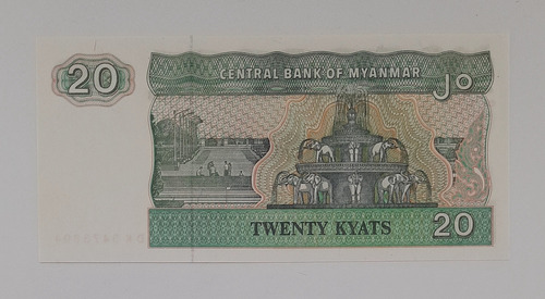 Cédula Fe Estrangeira 20 Kyat Myanmar (antiga Birmânia)