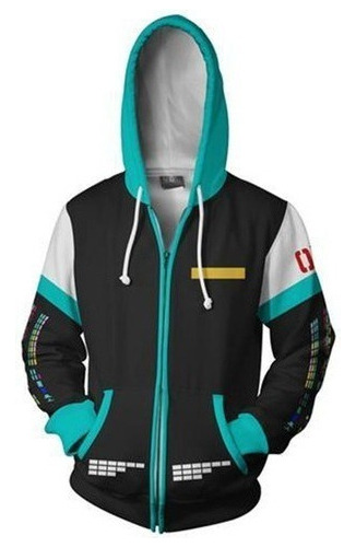 Sudadera Con Cremallera De Hatsune Miku 3d Casual