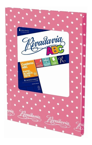 Cuaderno Abc Rivadavia 50 Hjs Lunares Rosa  Rayado 19x23,5cm