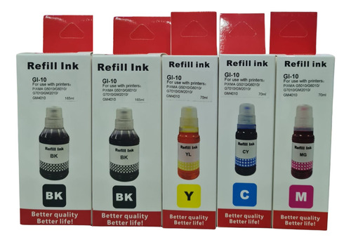 Kit 5 Tintas Genericas Para Canon G5010 G5011 G6010 G6011