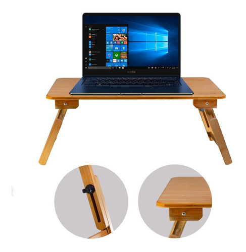 Mesa Base Cama Sirve De Soporte Laptop Bambu 50cm Envio