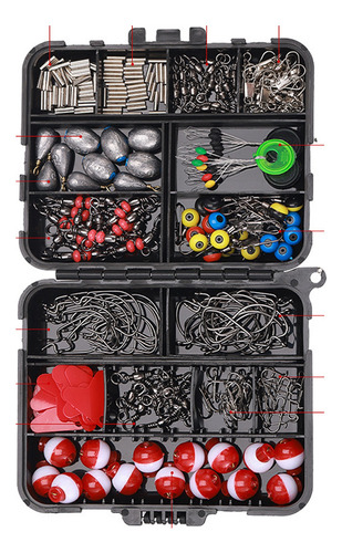 264 Piezas Kit De Accesorios De Anzuelos Pesca Señuelo Caja