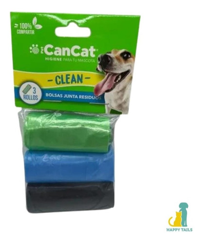 Bolsas Junta Residuos Desechos Perros Cancat Clean 3 Rollos