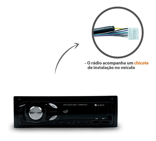 Imagem 7 de 10 de Som Mp3 Player 1din Usb Sd Radio E-tech Fm Bluetooth Carro