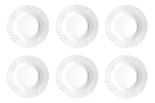 Set X 6 Platos Playo Vidrio Templado Petalo 25 Cm Cocina 