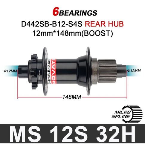 Maza Trasera Novatec 12x148 Boost 32h Nucleo Micro Spline
