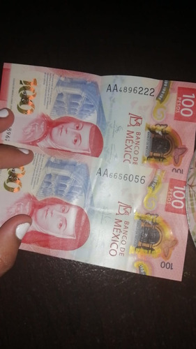 Billete De 100 Pesos Mexicanos, Serie Aa