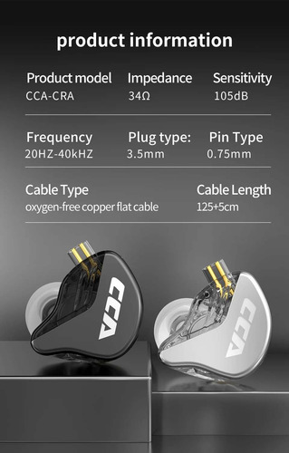 Audifonos Cca Cra, Monitor 1dd Hi-fi, Con Microfono