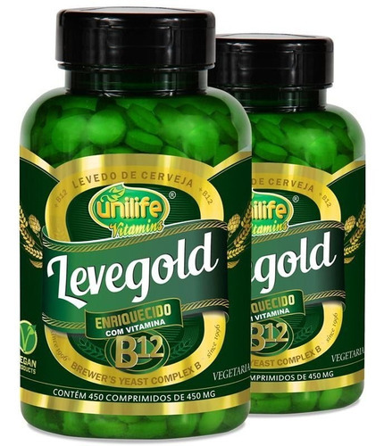 Kit 2 Levegold Levedo Cerveja Com Vitamina B12 Unilife Sabor Sem sabor