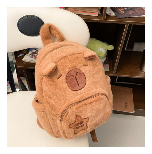Mochila De Felpa Capybara: Bonita Bolsa De Estudiante Con Di
