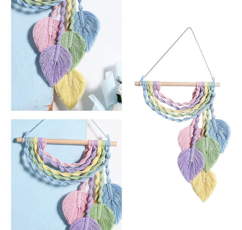 K A Colgante De Pared De Macramé Arcoíris Tejido A Mano Con