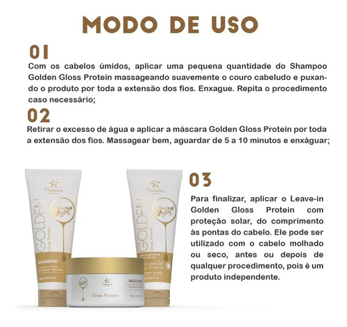 Kit Golden Gloss Protein Shampoo + Mascara + Leave-in