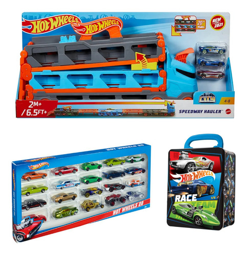 Mega Pack Hot Wheels Speed Hauler + Pack De 20 Autos + Caja 