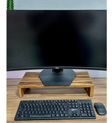 Base Para Elevar Monitor Suporte Tela Madeira Teca 50x20