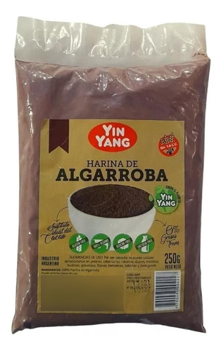 Harina De Algarroba - Yin Yang - 250g. Sin Tacc Apto Vegano.