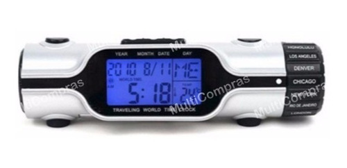 Reloj De Viaje Hora Mundial Alarma Linterna Led Temperatura