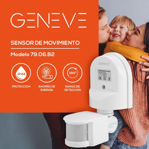 Sensor Movimiento Infrarrojo 180° Ip44 Exterior Apto Led