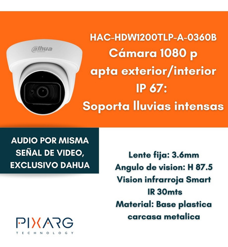 Imagen 3 de 8 de Kit 2 Cámaras Dahua C/ Audio Exterior Hd Dvr 4 Canales P2p