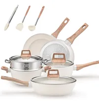 Comprar Juego De Utensilios De Cocina Ollas Y Sartenes Medical Stone 12 Piezas Color Blanco Estufas De Gas, Inducción, Eléctricas, De Gas, Halógenas Todos Pueden Ser Utilizados Gomita