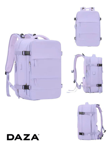 Mochila Viaje Carry On Porta Notebook 25l Daza Webag14 Equipaje De Mano Cabina Avión Con Puerto Usb Y Bolsillo Para Zapatos Ideal Para Universidad Negocios - Violeta