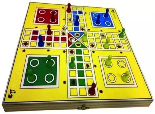 Tabuleiro Oficial Jogo Ludo Estojo Tabuleiro Madeira Peças 