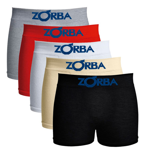 Kit Com 5 Cuecas Infantil Boxer Sem Costura Algodão Zorba