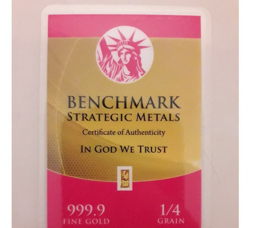 Oro Puro 24k Benchmark 1/4 Grano Con Certificación U S A 24k