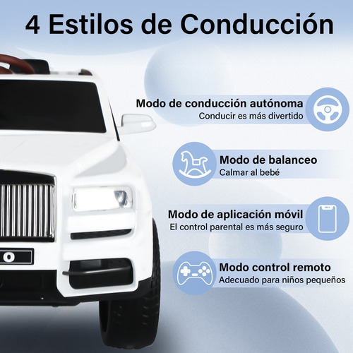HONEY WHALE Carro Electrico Para Niños Montable Con Control Remoto 8110 Autonomía de 70 Minutos Velocidad Máxima 5 KM/H Color Blanco Honeywhale