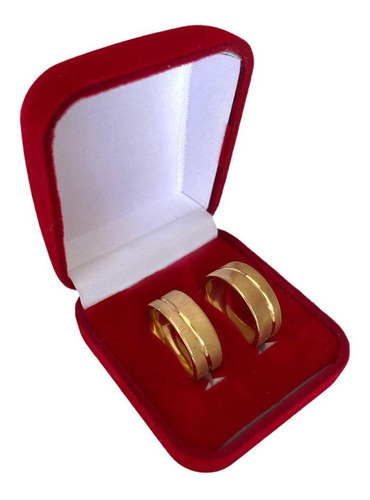 Par De Alianças 8mm  Banhado A Ouro 18k Casamento Namoro