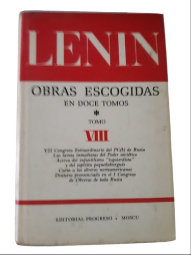 Lenin / Obras Escogidas Tomo 8 / Ed Progreso Moscú