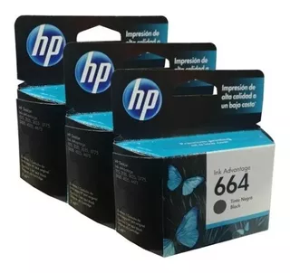 Combo 3 Cartucho Tinta Hp 664 Negro F6v29al Originales 1115