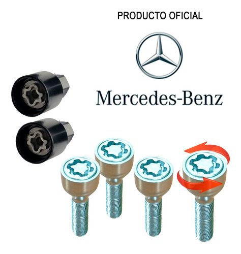 Birlos Seguridad 14 X 1,5 Mm + 2 Llaves 19 Mm Mercedes Benz