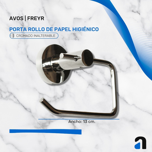 Imagen 4 de 10 de Accesorios Baño 6 Piezas 100% Metal Cromado Avos - Freyr