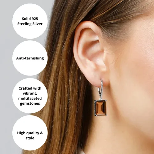 Aretes Colgantes De Piedras Preciosas De Corte Esmeralda Par