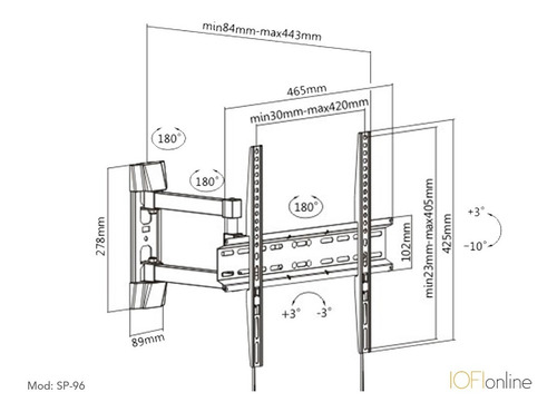Imagen 2 de 9 de Soporte Tv Led Smart Iofi Móvil Articulado 55 50 49 43 40 32