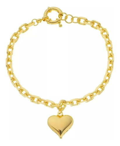 Pulseira Cadeado Feminina Coração 10 Gramas Ouro 18k 750