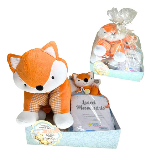 Cesta Presente Bebê Lençol Mesversario Pelucia Naninharaposa