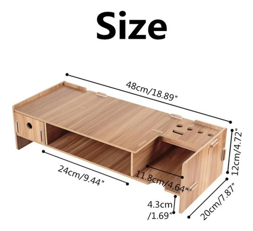 Soporte De Monitor Elevador Madera Armable Organizador Mesa