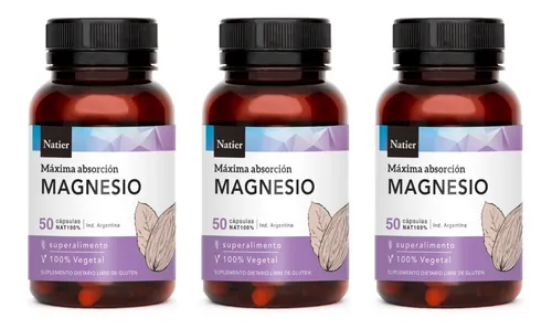 Pack X3 Magnesio Natier Frascos X50 Cáps Estrés Ansiedad Oyv