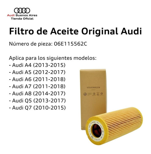 Filtro De Aceite Audi A6 Allroad 2013 Al 2018